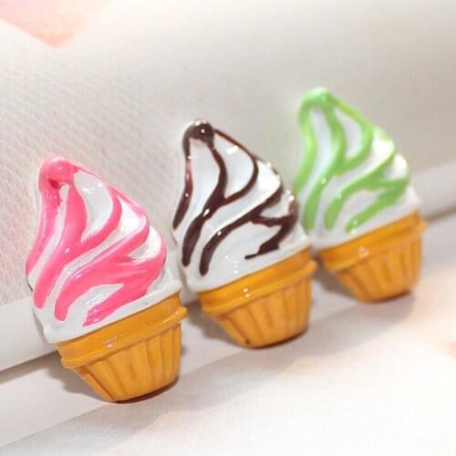 20Pcs Simulation Resin Flatback Ice Cream Japan Food Play Phone Shell Cabochon Craft Scrapbooking For Embellishments Decoration