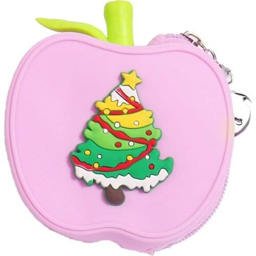 20PCS / LOT Silica gel zero wallet Apple Coin Purse key chain Cute Candy Color Wallets Mini Storage Bag