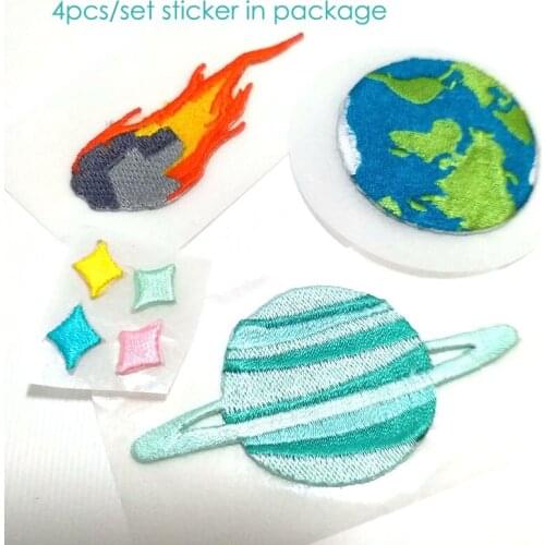 4pcs/set Embroidery universe Uranus earth star Patches for clothing Iron on applique parches sticker for clothes bags hats