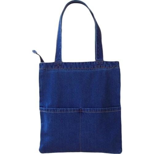 5PCS / LOT Women Shopping Bag Casual Female Large Capacity Shoulder Bag Denim School Bag