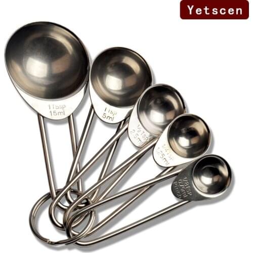 HIGH Quality stainless Steel Measuring Spoons 5 pcs Set cooking Food preparation