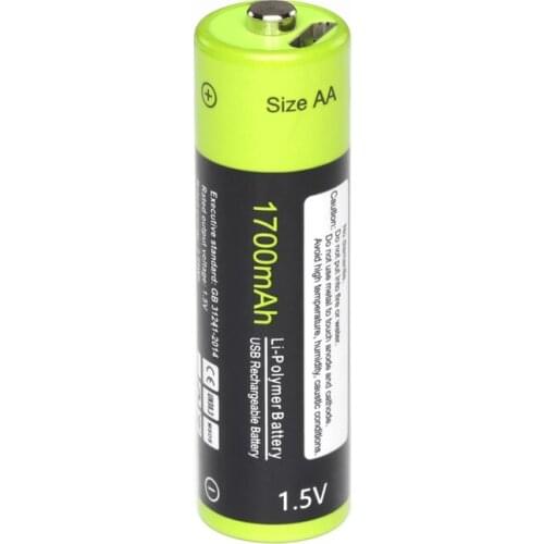 ZNTER 2/4pcs AA Rechargeable Battery 1.5V 1700mAh USB Charging Lithium Battery Bateria with Micro USB Charging Cable