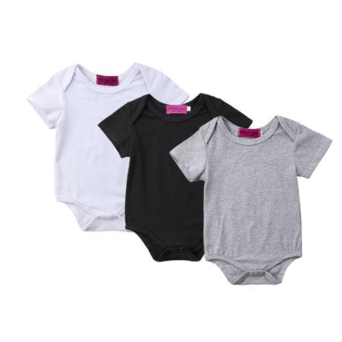 Cute Newborn Kids Baby Girl Boy Short Sleeve Cotton Solid Romper Playsuit Casual Outfits Clothes