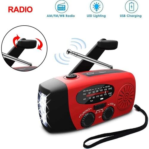 Dynamo Wind Up Solar USB Rechargeable Hand Crank Portable AM FM Radio Light