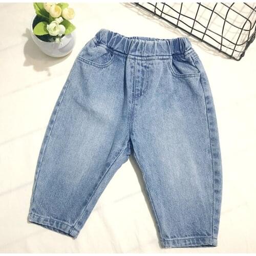 Kids Jeans Casual Korean Loose Trousers for Boys Toddler Girls Denim Pants 2 3 4 5 6 Years Children Pants Baby Harem Pants 2020