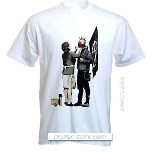 Banksy Punk Mum T-Shirts - Anarchy Anarchist Protest Mother Tee Summer 100% Cotton Tshirt Streetwear