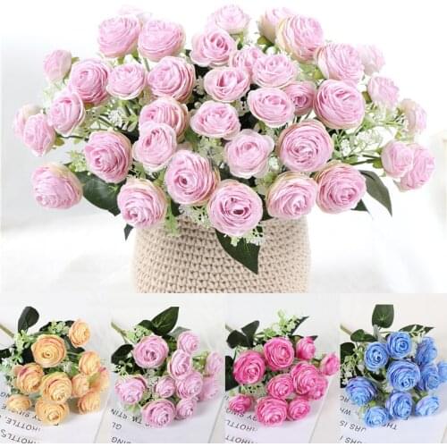 1 Bouquet Artificial Flowers Silk Fake Rose Flower Diy Living Room Home Garden Wedding Decoration Bridal Bouquet MotherS Gifts