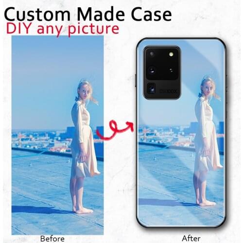 Custom made DIY gift glass Case For Samsung A20 A30 A50 A70 A7 2018 A8 plus 2018 s20 plus S20 ultra Print Photo logo name case