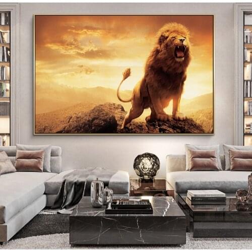 African Wild Lion Animals Art Canvas Paintings Posters And Prints Wall Art Picture for Living Room Home Decor (No Frame)