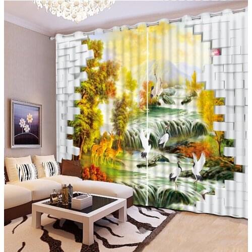 Chinese Large 3D Curtains The waterfall landscape Curtains For Bedroom Soft Hotel Home Window Curtain