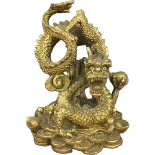 China copper Decoration fengshui Coiling dragon Statue