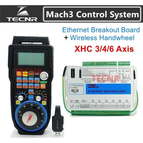 Mach3 Controller Kit Ethernet breakout board 3 4 6 axis motion control card XHC 2MHz with MPG wireless handwheel pendant WHB04B