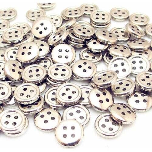 50pcs/lot 12mm gold silver plating buttons 4-Holes round Button resin button plastic cloth buttons sewing accessory scrapbooking