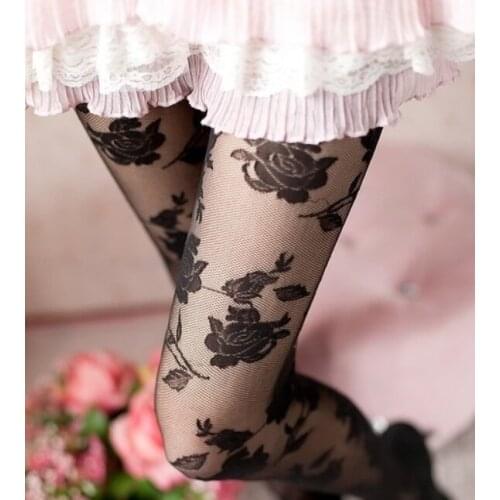 Fashion Lace Jacquard Flower Tights Women Sexy Fish Net Pantyhose Classical Lingerie