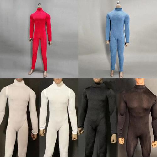 CJG-M013 1/6 Scale Male Clothes Black Stretch Tights Jumpsuit fit For 12'' Action Figure Body