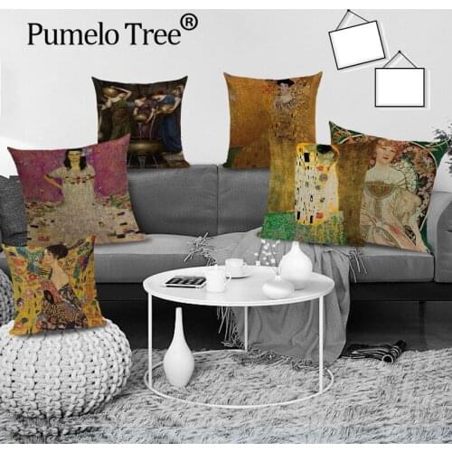 Abstract Klimt Painting Cushion Cover Colorful Portrait Pillowcase Home Decoration Throw Pillow Case Housse De Coussin Cojines