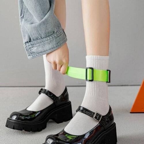 Pure Color Collocation Strap Decoration Cool Girl Socks Street Hip Hop Couple Personality Cotton Socks