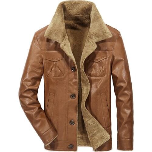 New Style for Autumn and Winter Leather Jacket Mens Fur Leather Jacket Young Mens Jacket Brushed and Thick Leather Jacket