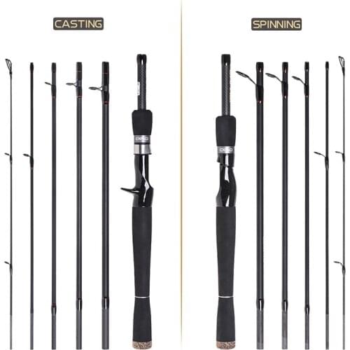 New 2.1m 2.4m 2.7m Casting Spinning Fishing Rod Hard Multi-section Telescopic Carbon Fiber Travel Pole Perch Sea Fishing Rod