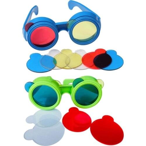 Kids Three Primary Color Glasses Replaceable Lenses Overlapping Color Mixing Principle Science Experiment Glasses