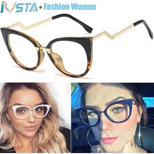 IVSTA Cat Eye Glasses Women Pink Spectacle Frame TR90 Prescription for Sight Lady Fashion Computer Myopia Glasses Vintage 08431