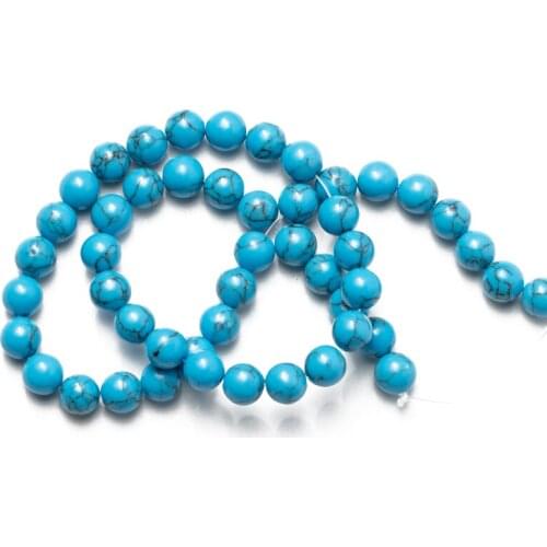 Wholesale Natural Blue Turquoises Stone Beads Round Loose Beads Needlework for Jewelry Making DIY Bracelet 4 6 8 10 12mm