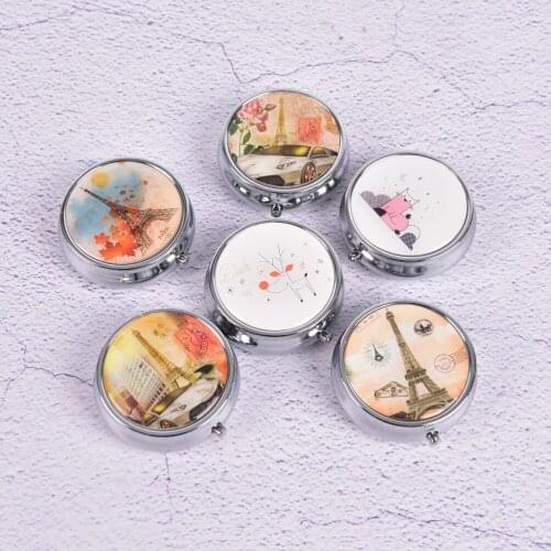 Portable Durable Metal Round Medicine Organizer Holder Container Tablet Pill Box Case Metal Round Medicine Case
