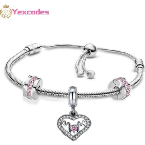 Adjustable Silver-Plated Chain With Shiny Two-Tone Positioning Clasp And MOM Pendant, Simple And Stylish Charm Female Bracelets