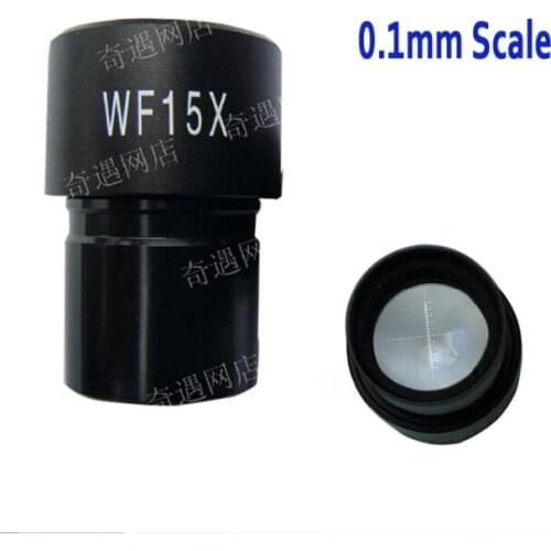 1pc WF15/13mm Wide Angle Optical Biological Microscope Eyepiece Lens 23.2MM with Graduated Scale Reticle Ruler 0.1mm