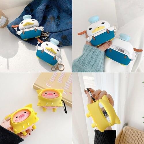 Cartoon Pig Wireless Bluetooth Earphone Case For HUAWEI FreeBuds 3 pro Silicone Charging box Headphones Cases Protective Cover