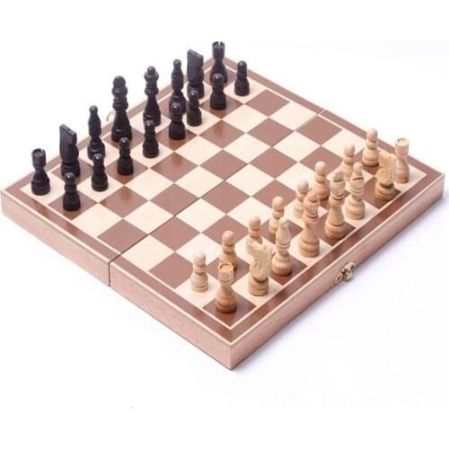 Folding Wooden International Chess Set Pieces Set Board Game Funny Game Chessmen Collection Portable Board Game