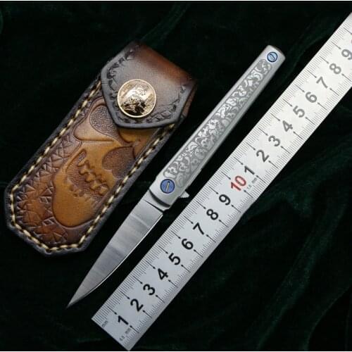 LOVOCOO Little fish thorn folding knife m390 blade Titanium handle utility Outdoor camping hunting pocket kitchen fruit EDC tool