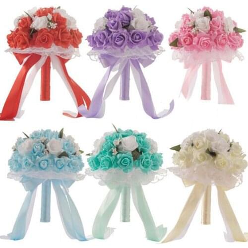 SexeMara Wedding Flowers Bridal Bouquets Ramos De Novia Artificiales Wedding Accessories White Red Purple Wedding Accessories