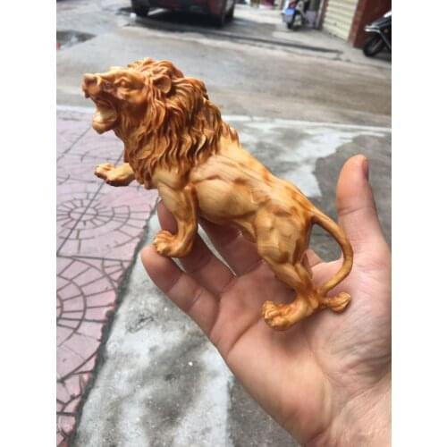 TOP COOL GOOD gift Auspicious GOOD luck Handmade wood carving animal lion statue Ornament