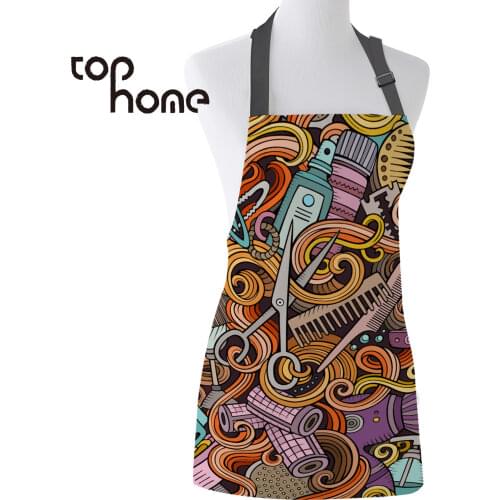 Tophome Kitchen Apron Cartoon Graffiti Hairdressing Adjustable Sleeveless Canvas Aprons for Men Women Kids Home Cleaning Tools