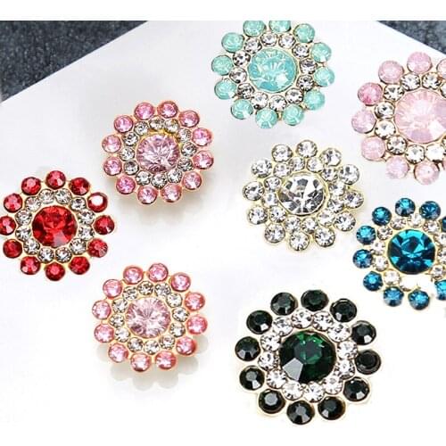 Three Row Sunflower Rhinestones Buckle Shining Glass Clothes Crystals,Claw Flatback Stones Button Gems DIY Bag Shoes Decoration