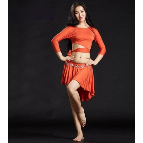 Women Girls Belly Dance Practice Wear Tops & Hip Skirt Training Clothing Performance Wear Yoga Suit Wear Costume