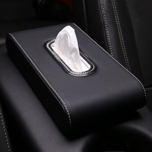 Universal Car tissue box Sun Visor Tissue Box Holder PU Leather Tissue Box Cover Case For Paper Auto Organizer Accessories