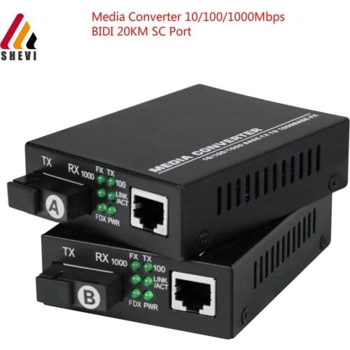 Optical fiber transceiver 10/100/1000Mbps Single Mode Single Fiber SC Port External Power Supply 1Pair