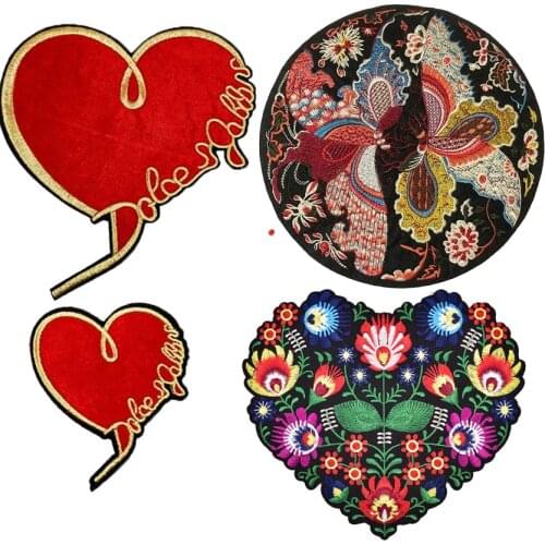 Heart Shape Flower Butterfly Embroidery Applique Patches For Clothing Iron On Patch Applique For DIY Clothes Jacket Sewing Craft