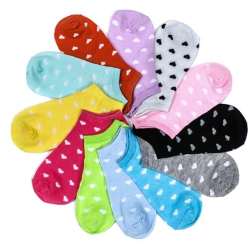 10PCS=5 Pairs Girls Children Cute Bamboo Socks Lovely Cotton Socks for Girls Kids Heart Dot Solid Socks