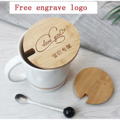 100pcs/lot various sizes bamboo cup coffee mug jar glass cans wooden lid bottle bamboo cover Free engrave logo Factory wholesale