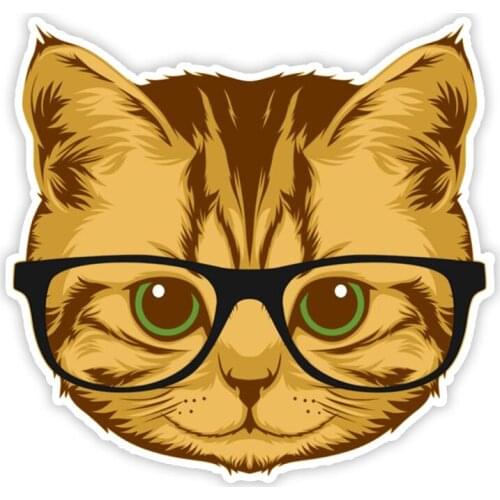 11390# Various Sizes Removable Decal Cat with Glasses Car Sticker Waterproof on Bumper Rear Window Laptop