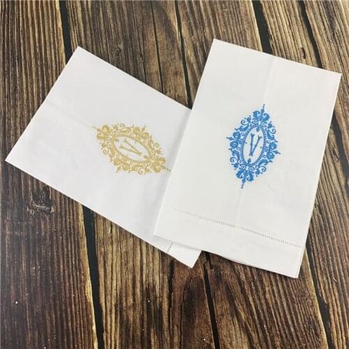 12 PCS Fashion Guest Towels (Letter-V) Monogrammed Tea Towel 14X22-inch Cleaning Cloth Guest Hand Dish Kitchen Bathroom Towel