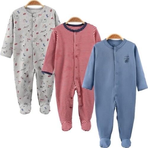 3 Pieces/Set) Baby Cotton Full Sleeved Jumpsuit 0-1 Years Old Baby 's Romper Newborn Rompers