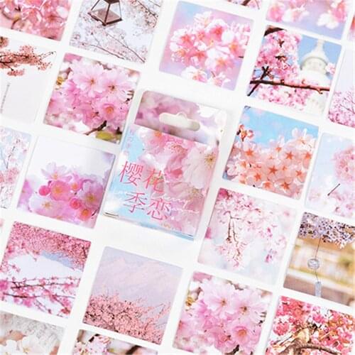 45pcs Cute Cherry Blossom Stickers Japanese Stationery DIY Scrapbooking Hand Account Journal Decorations Office Supplies