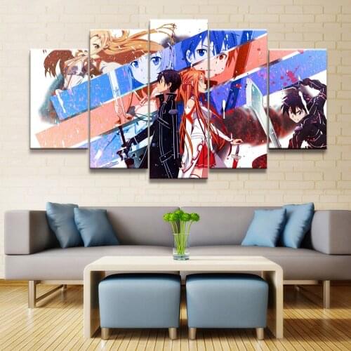 5 Piece Wall Art Canvas Prints Anime Pictures Manga Figure Poster Modern Home Decor Living Room Decoration Paintings On The Wall