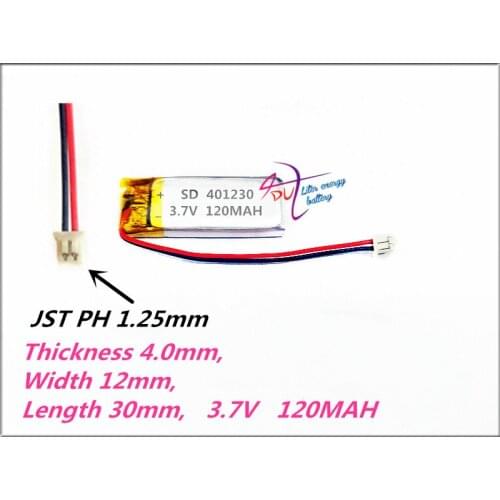 XHR-2P 1.25 401230 3.7V 120MAH 401233 Polymer rechargeable batteries For brown JBA Bluetooth headset battery MP3 GPS DVR 401229