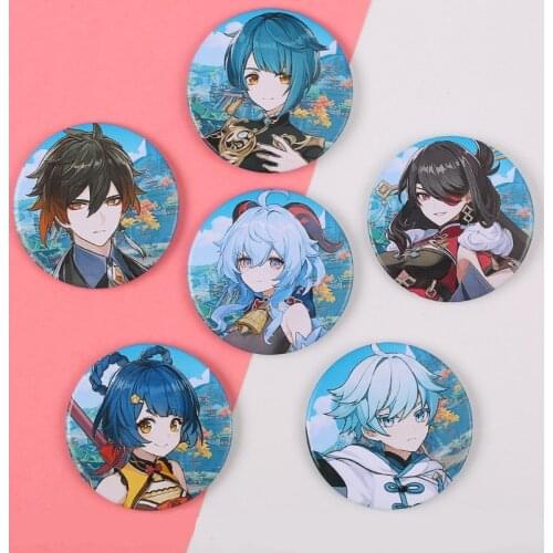 Anime Game Genshin impact Badge Brooch Zhongli Ganyu Keqing Xiao Cosplay Lapel Pin Jewelry