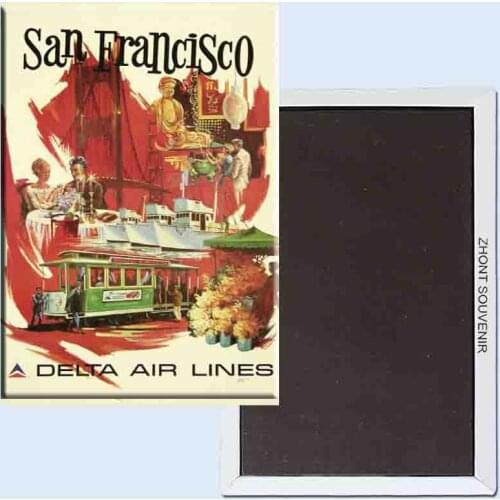 Delta Air Lines San Francisco advertising posters 24066 Retro nostalgia fridge magnets